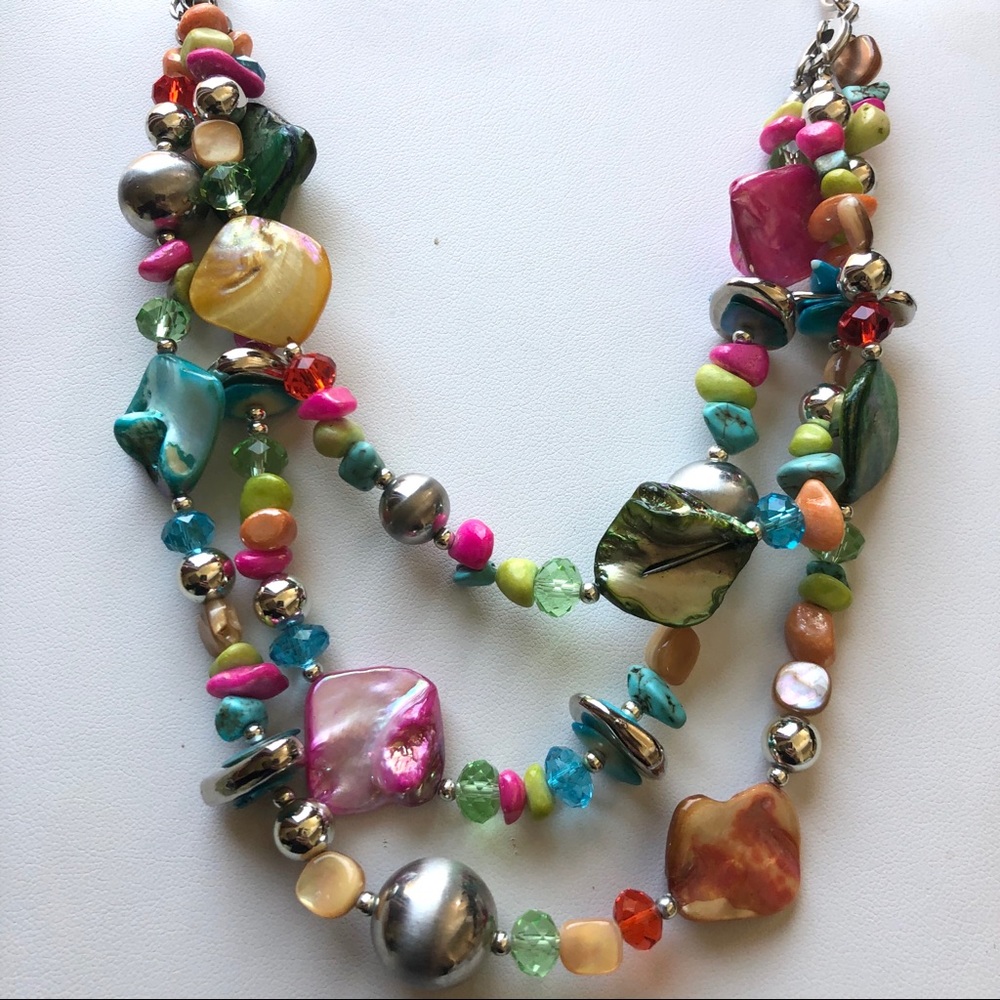Colorful 3 Tiered Beaded Necklace